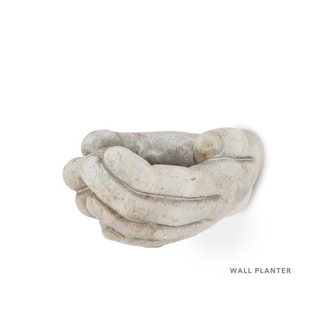 Abbott Collections 6.5 in. Cupping Hands Wall Planter, Grey AB-27-HANDS-314